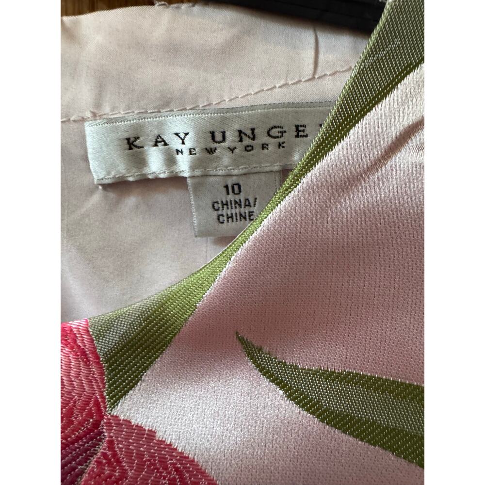 Elegant Kay Unger Farryn Pink Floral Cocktail Midi Dress Size 10 (New) - Picture 6 of 8